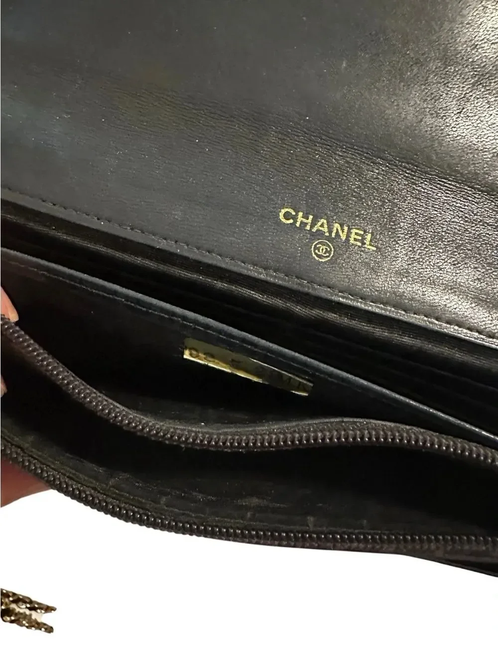 CHANEL Black Textured Caviar Leather Flap Clutch